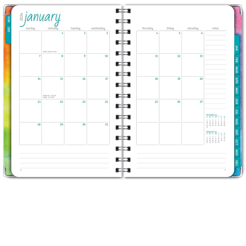 Глобальный печатный твердый переплет 2024 планнер, примерно 14 см x 20,3 см, ежедневник с недельной и месячной разметкой