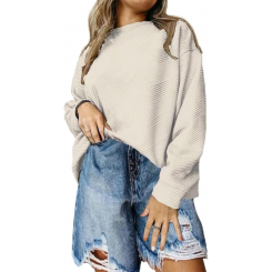 Женский модный оверсайз пуловер с круглым вырезом и длинным рукавом