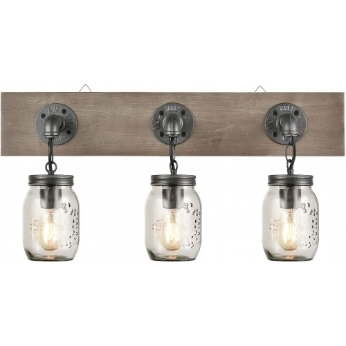 Деревенский стильный 3-светильник-кувшин Mason с деревянной отделкой — настенное освещение для ванной комнаты, внутреннее использование, простая установка