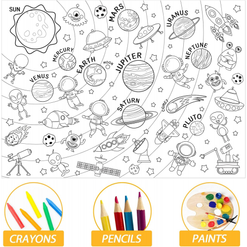 Огромный раскраски постер «Космос» для детей, настольная раскраска, активити-бумага, художественные поделки, для класса, дома, в подарок, для дня рождения, вечеринок и украшений.