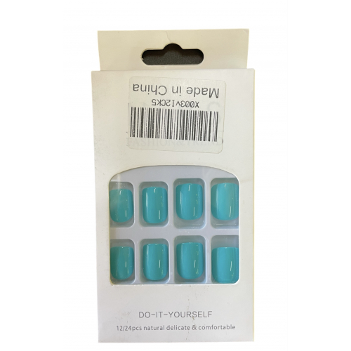 Накладные ногти с клеем (голубые)