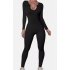 Женский облегающий спортивный комбинезон для йоги OQQ — длинный рукав, универсальный для тренировок
