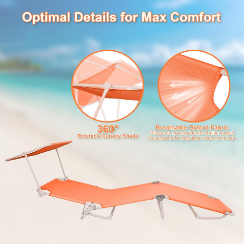 Раскладной пляжный шезлонг с регулируемым солнцезащитным козырьком Northroad