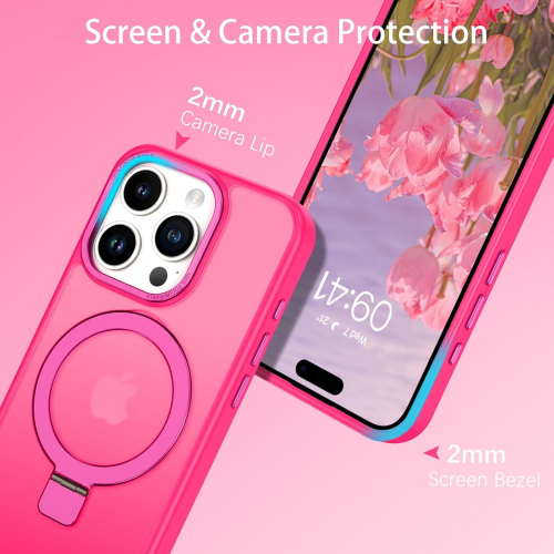 Чехол DUEDUE для iPhone 12 Pro Max с магнитом и поддержкой MagSafe, полный защитный корпус с функцией подставки, тонкий ударопрочный чехол, розовый