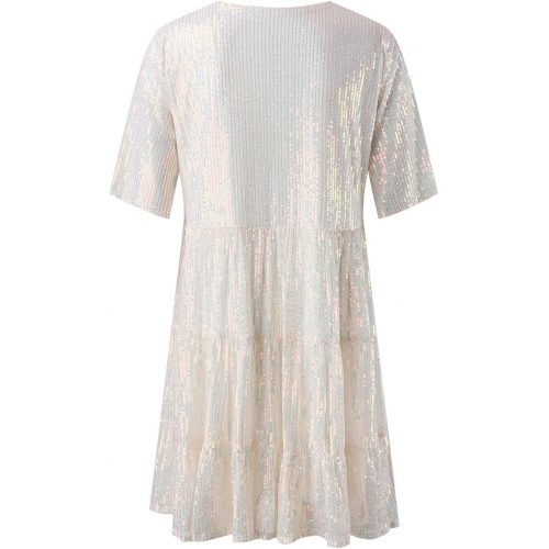 Женское короткое платье с блестками и пайетками