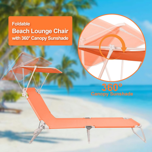 Раскладной пляжный шезлонг с регулируемым солнцезащитным козырьком Northroad