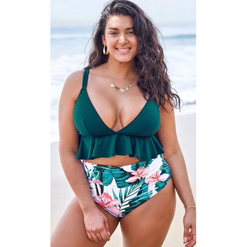 Купальник-бикини Cupshe Green с цветочным принтом