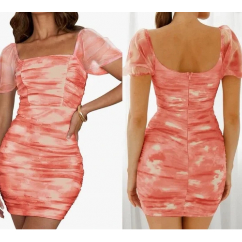 Мини-платье с квадратным вырезом и пышными рукавами Zesica