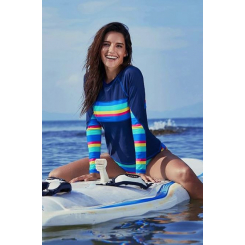 Женский rash guard с длинными рукавами для плавания с защитой UPF 50+ 