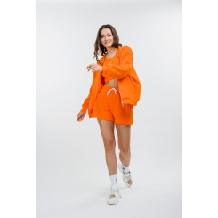 Женская оранжевая толстовка на молнии с капюшоном + шорты