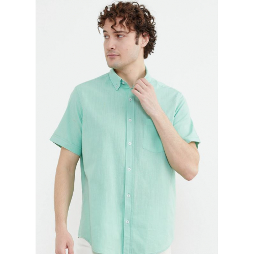 Летняя рубашка с коротким рукавом и карманом - Мятная