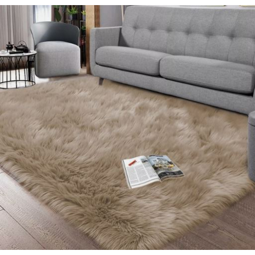 Мягкий ковёр из искусственной овчины бежевого цвета, размер 180 х 270