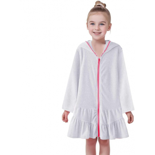 Детская пляжная накидка из хлопкового трикотажа с капюшоном и молнией