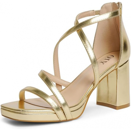 Женские босоножки на устойчивом каблуке с крестовидной шнуровкой