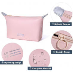 Универсальная косметичка-органайзер в стильных конфетных оттенках, 22×20 см, розовая