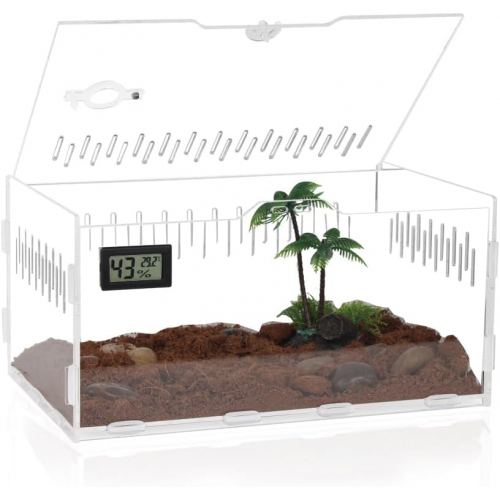Прозрачный акриловый террариум для рептилий и амфибий с анти-побеговой системой, 30×20×15 см
