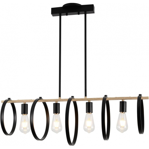 Люстра из дерева и черного металла