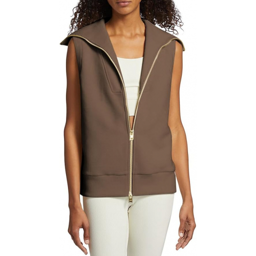 Женская ребристая толстовка без рукавов с воротником-молнией