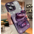 Чехол с зеркалом и подставкой в стиле Kawaii для iPhone 15 Pro, с гальваническим блеском и дизайном «Зайчик» (фиолетовый)