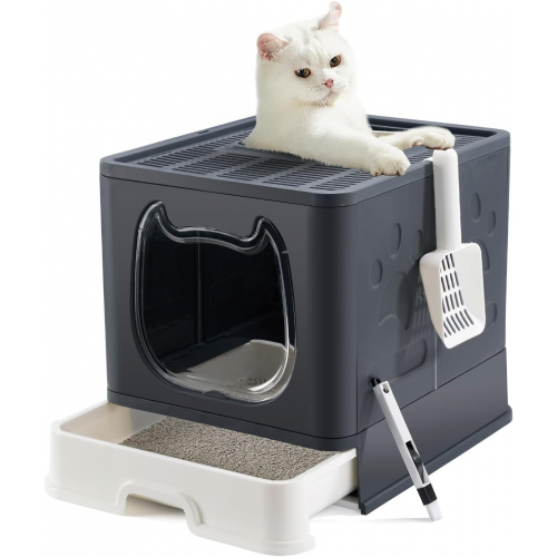 Pawsayes Кошачий туалет с крышкой для средних и мелких кошек