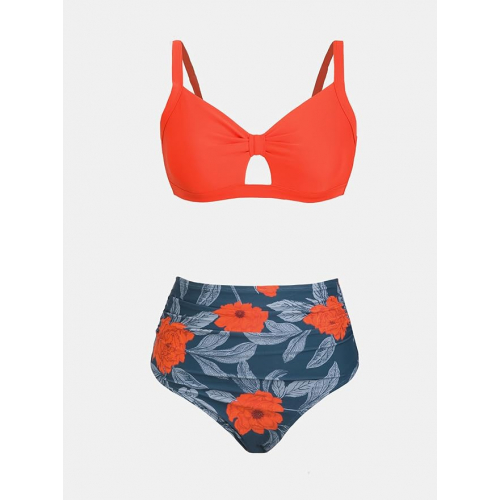 Женский купальник с завышенной талией и перекрещенным вырезом сзади