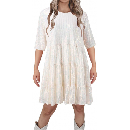 Женское короткое платье с блестками и пайетками