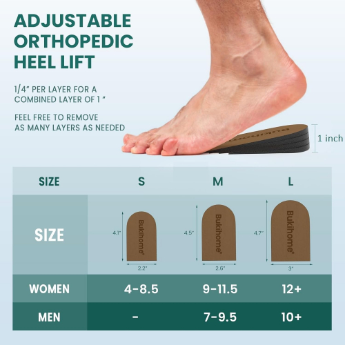 Регулируемые ортопедические каблуки для повышения роста и снятия боли, 4 слоя, универсальные