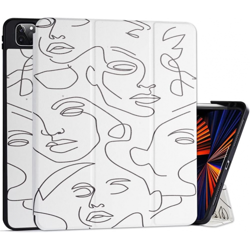 Чехол с держателем для Apple Pencil и автопробуждением для iPad Pro 12,9″ (модели 2018–2022), с мягкой силиконовой основой и художественным принтом