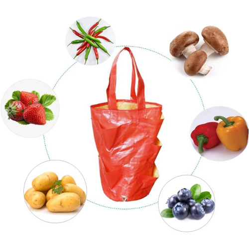 Горшок для растений объемом 3 галлона с ручками, дышащий, для внутренней и наружной посадки, красный