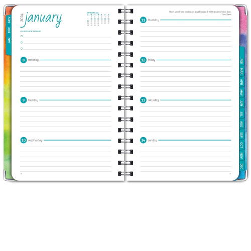 Твердый переплет 2024 планнер, примерно 14 см x 20,3 см, ежедневник с недельным и месячным разметкой