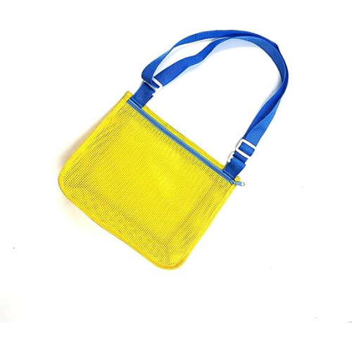 Сетчатая пляжная сумка с регулируемыми лямками — складная, лёгкая и быстросохнущая, универсальный аксессуар для отдыха (желтая)