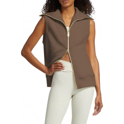 Женская ребристая толстовка без рукавов с воротником-молнией