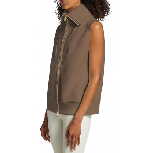 Женская ребристая толстовка без рукавов с воротником-молнией