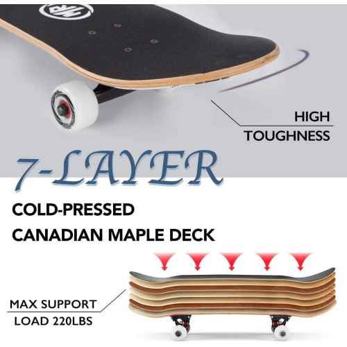 Скейтборд из канадского клена с алюминиевой подвеской, для детей и взрослых