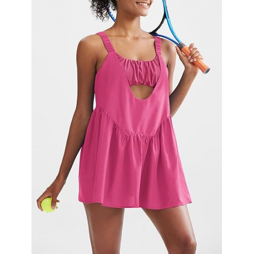 Женский спортивный теннисный костюм с платьем и шортами, дышащий и поддерживающий