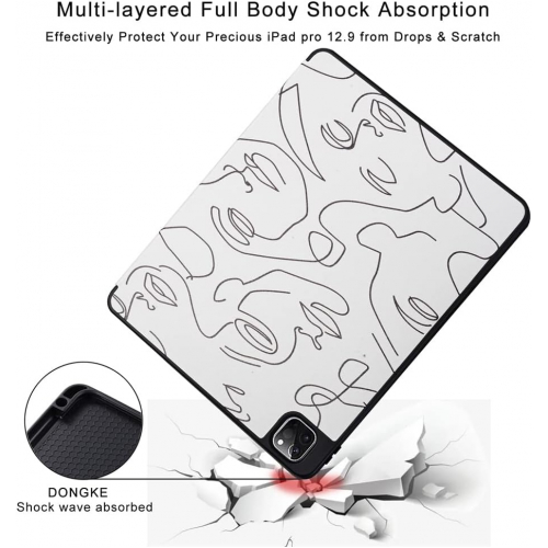 Чехол с держателем для Apple Pencil и автопробуждением для iPad Pro 12,9″ (модели 2018–2022), с мягкой силиконовой основой и художественным принтом