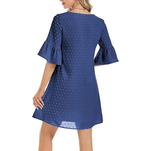 Летнее платье с рукавами-колоколами и узором Swiss Dot