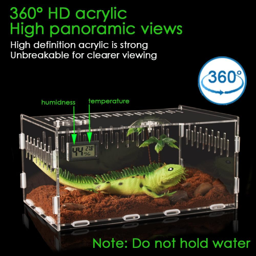 Прозрачный акриловый террариум для рептилий и амфибий с анти-побеговой системой, 30×20×15 см