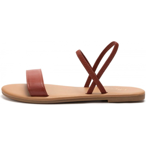 Женские сандалии с ремешком на щиколотке и эластичной плоской подошвой