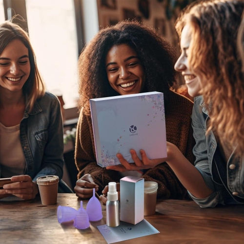 Многоразовая менструальная чаша LUCOOLIFE — комплект из 3 чаш, силиконовые чаши для женщин, фиолетовый цвет, комфорт и защита в любой ситуации