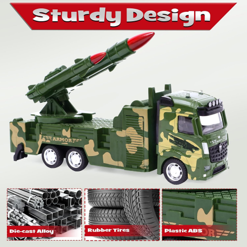 Набор из 3 металлических военных машин: пусковая установка, радиолокационная машина и зенитная установка, инерционные, с подвижными частями, для мальчиков от 3 лет