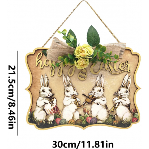 Деревянная подвеска на дверь с пасхальным зайцем — уют и весеннее настроение для вашего дома