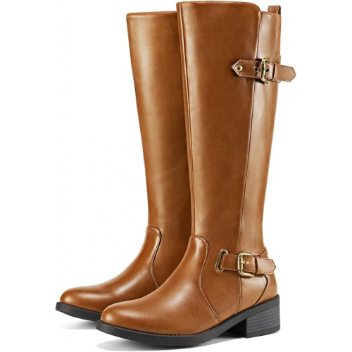 Женские сапоги Rolda с молнией и пряжкой, веганская кожа, высота до колена, каблук 3,8 см