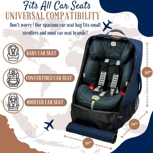 Сумка для автомобильного сиденья с колесами для путешествий с детьми