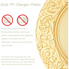 Декоративная подстановочная тарелка с рельефным краем и золотым кантом — многоразовая, износостойкая, стильная