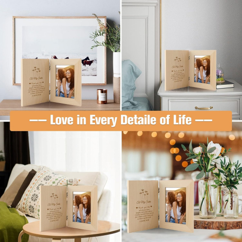 Деревянная фоторамка с благодарственной надписью — подарок для сестры