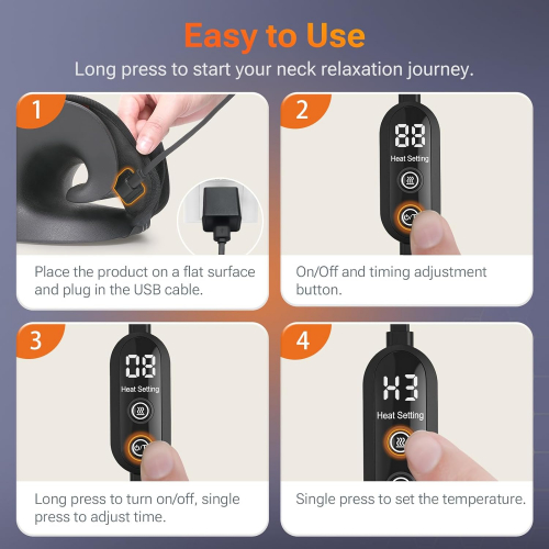 Растяжка для шеи с подогревом, черная