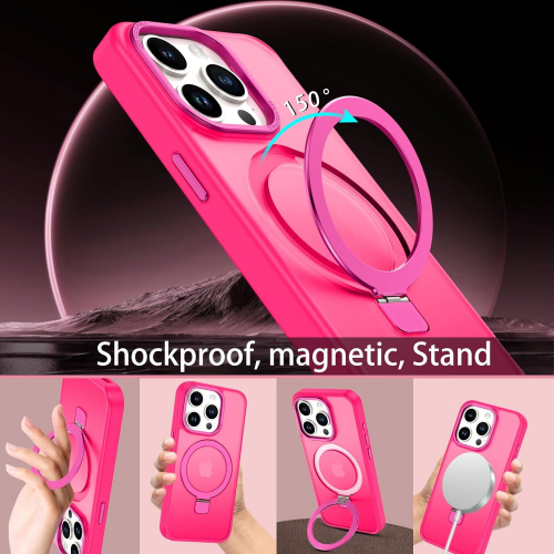 Чехол DUEDUE для iPhone 12 Pro Max с магнитом и поддержкой MagSafe, полный защитный корпус с функцией подставки, тонкий ударопрочный чехол, розовый