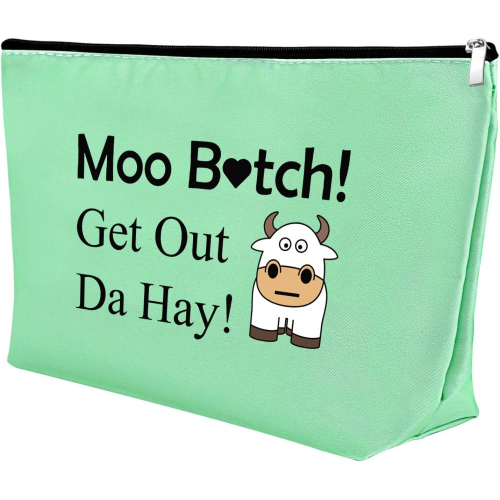 Косметичка с принтом коровы, льняная, 25×17 см