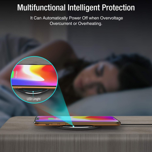 Ультратонкая беспроводная зарядка 5 мм, алюминий, совместима со всеми устройствами